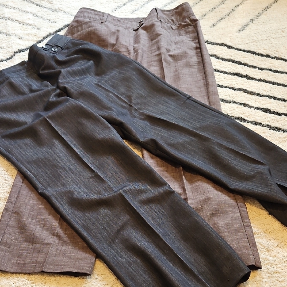Larry Levine Black and Brown Women's Dress Trousers Duo